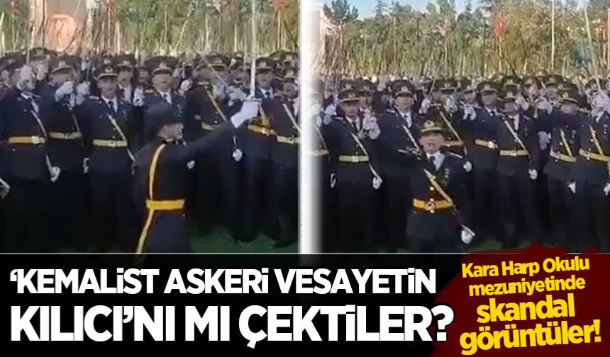 Kara Harp Okulu mezuniyetinde skandal görüntüler! Bir grup teğmen Kemalist askeri vesayetin 'kılıcını mı" çekti?