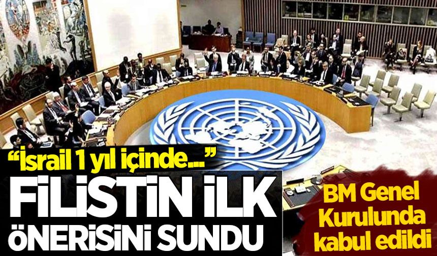 Filistin'in BM Genel Kuruluna sunduğu ilk öneri kabul edildi! 'İsrail 1 yıl içinde...'