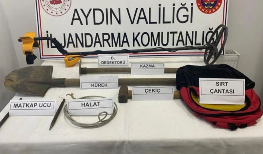 Aydın'da kaçak kazı yapan 3 kişi suçüstü yakalandı
