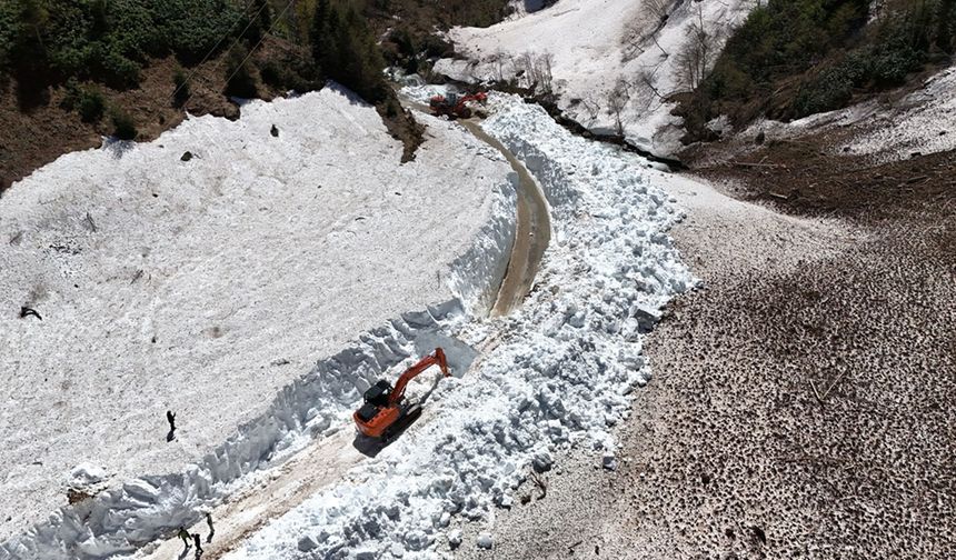 Rize'de yayla yollarında karla mücadele sürüyor