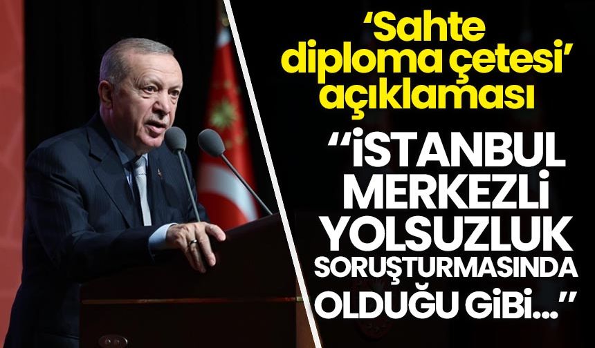 Erdoğan'dan 'sahte diploma çetesi' açıklaması: Tıpkı İstanbul merkezli yolsuzluk soruşturmasında olduğu gibi...