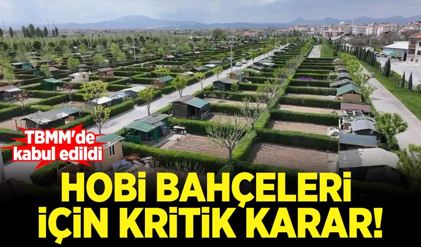 Hobi bahçeleri için kritik karar! TBMM'de kabul edildi
