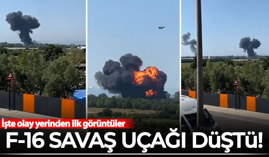 Yalova'da F-16 savaş uçağı düştü! İşte olay yerinden ilk görüntüler