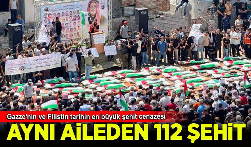 Gazze'nin ve Filistin tarihin en büyük şehit cenazesi, aynı aileden 112 kişi şehit oldu