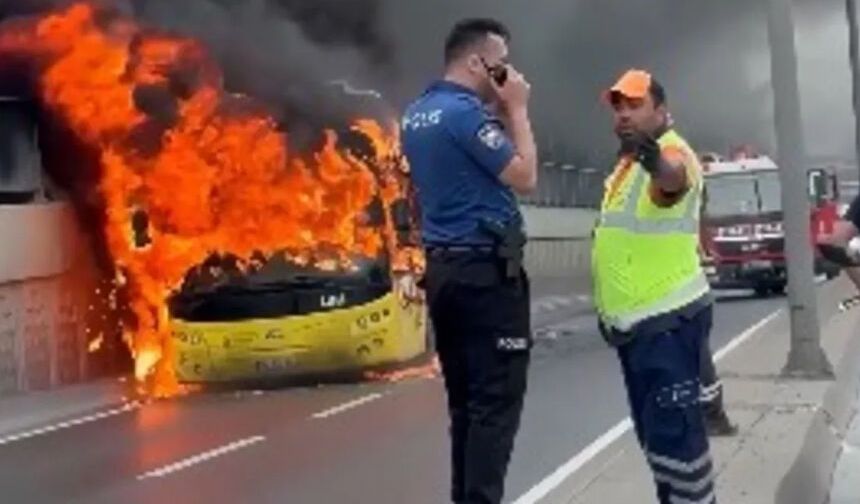 İETT otobüsü alev alev yandı!