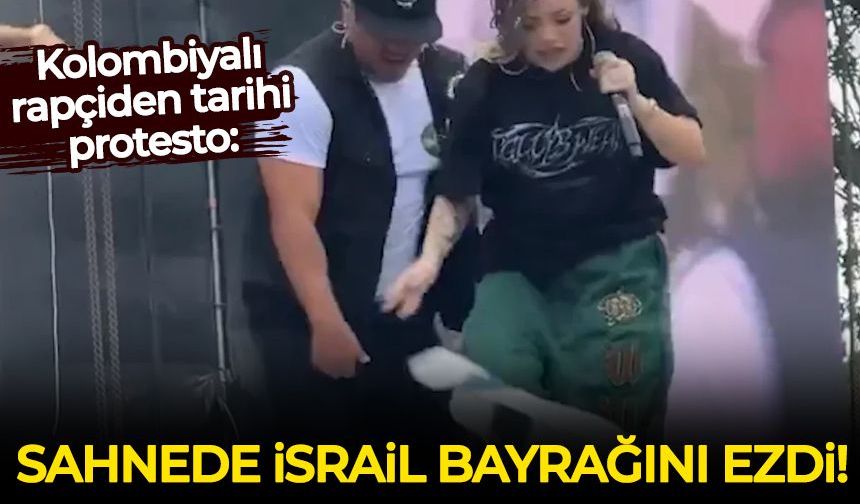 Kolombiyalı rapçiden tarihi protesto: Sahnede İsrail bayrağını ezdi