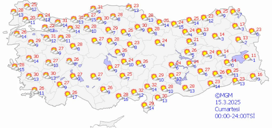 15 Mart Salı Hava Durumu