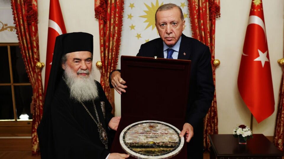 Cumhurbaşkanı Erdoğan, Kudüs Rum Ortadoks Patriği Giannopoulos'u kabul etti